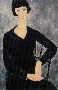 Amedeo Modigliani sittabde kvinna i blatt France oil painting artist